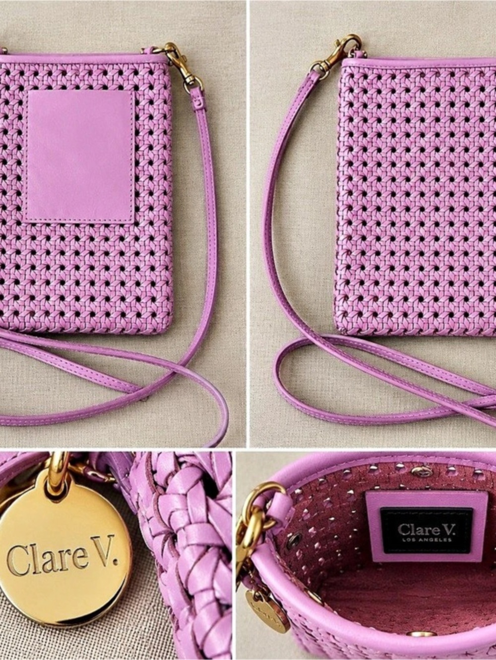 Clare V. Poche. Woven Crossbody Bag Lilac